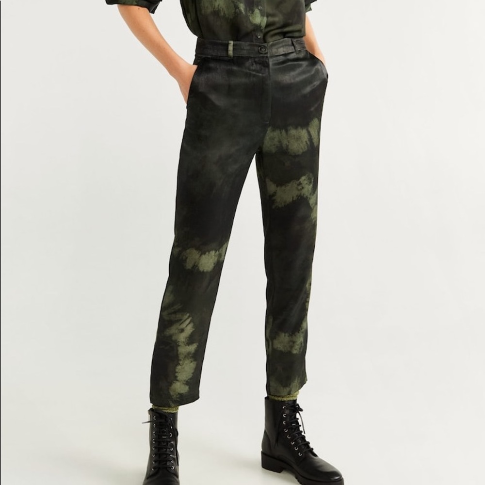 Mango Army Green Tie Dye Pants